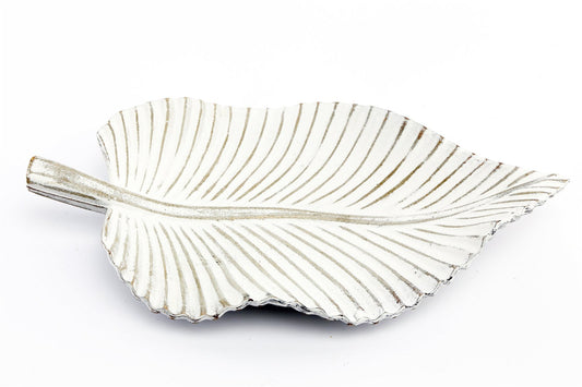 Antique White Leaf Tray