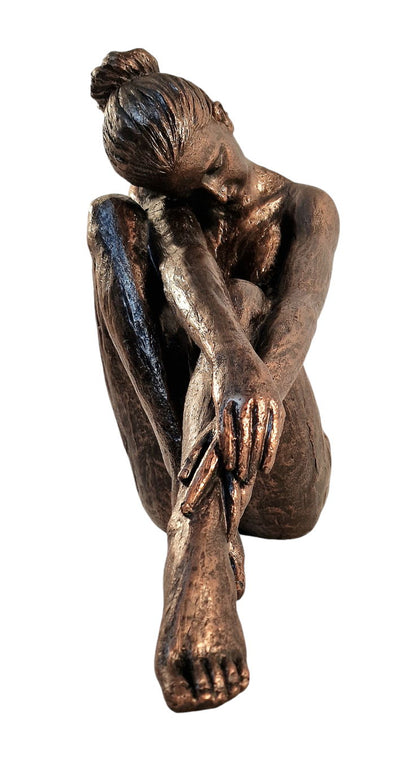 Sitting Woman Statue Bronze Style - 41cm