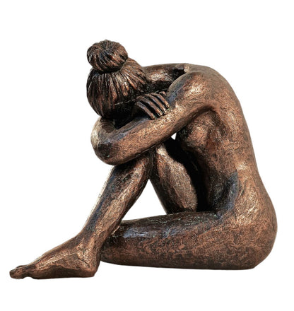 Sitting Woman Statue Bronze Style - 41cm