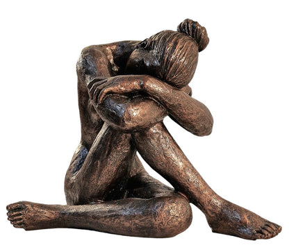 Sitting Woman Statue Bronze Style - 41cm