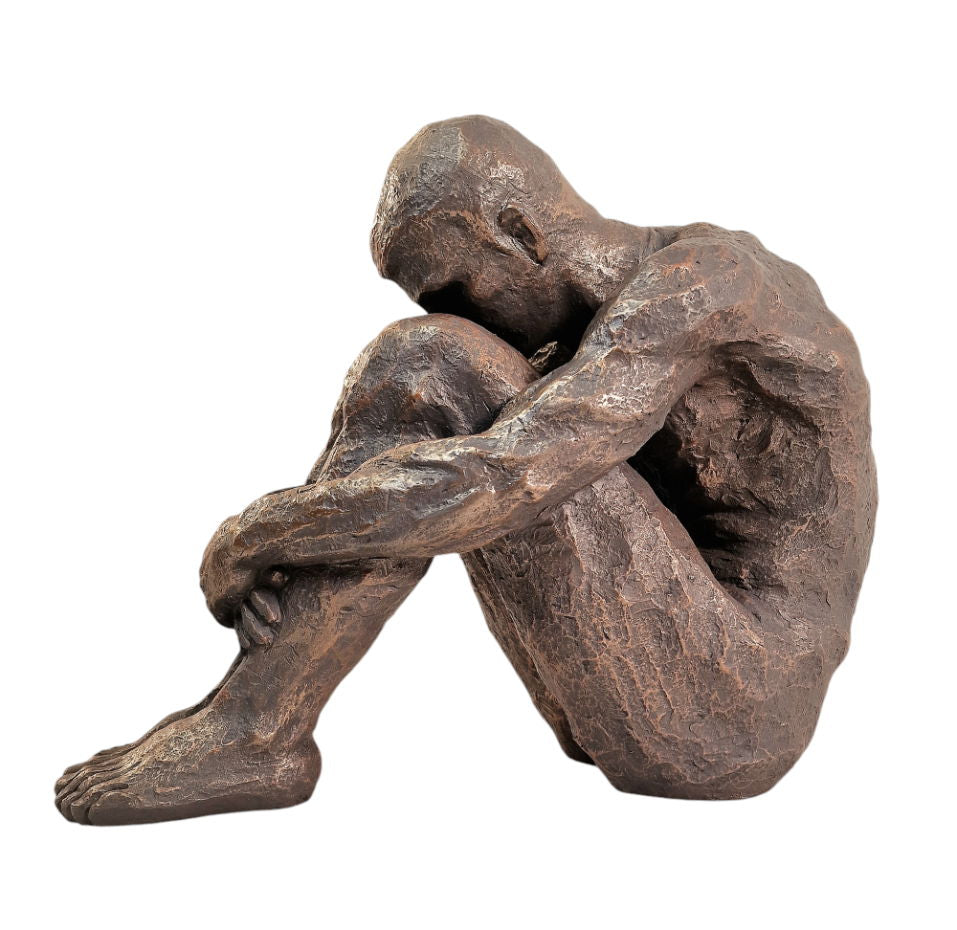 Sitting Man Bronze Style Statue - 44.5cm