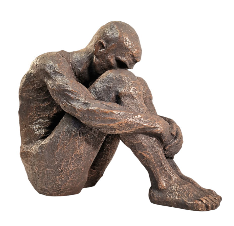 Sitting Man Bronze Style Statue - 44.5cm