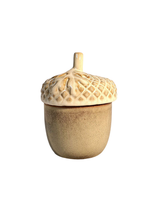 Ceramic Acorn Pot With Lid - 13.5cm