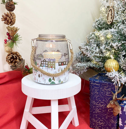 Christmas Market Lantern White With Rope Handle