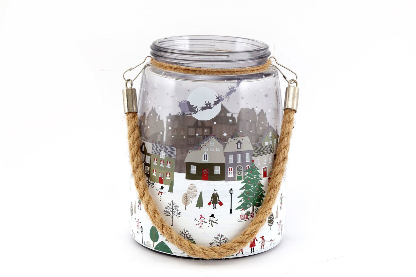 Christmas Market Lantern White With Rope Handle