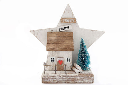 Star & House Scene Ornament - 18cm