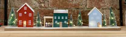 Wooden LED Christmas House & Tree Table Decoration