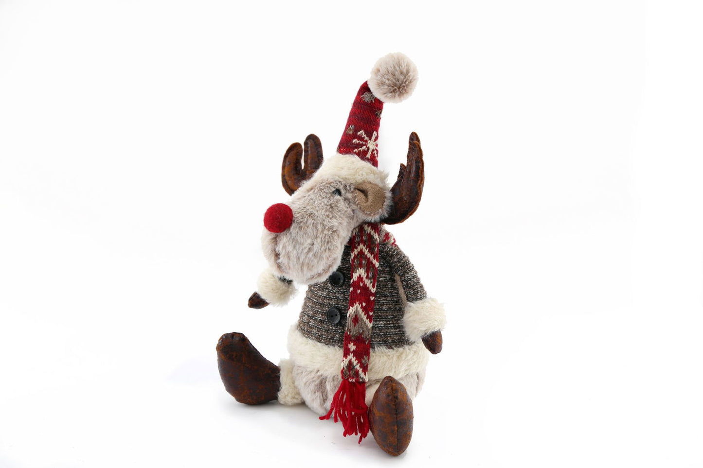 Sitting Reindeer With Knitted Coat