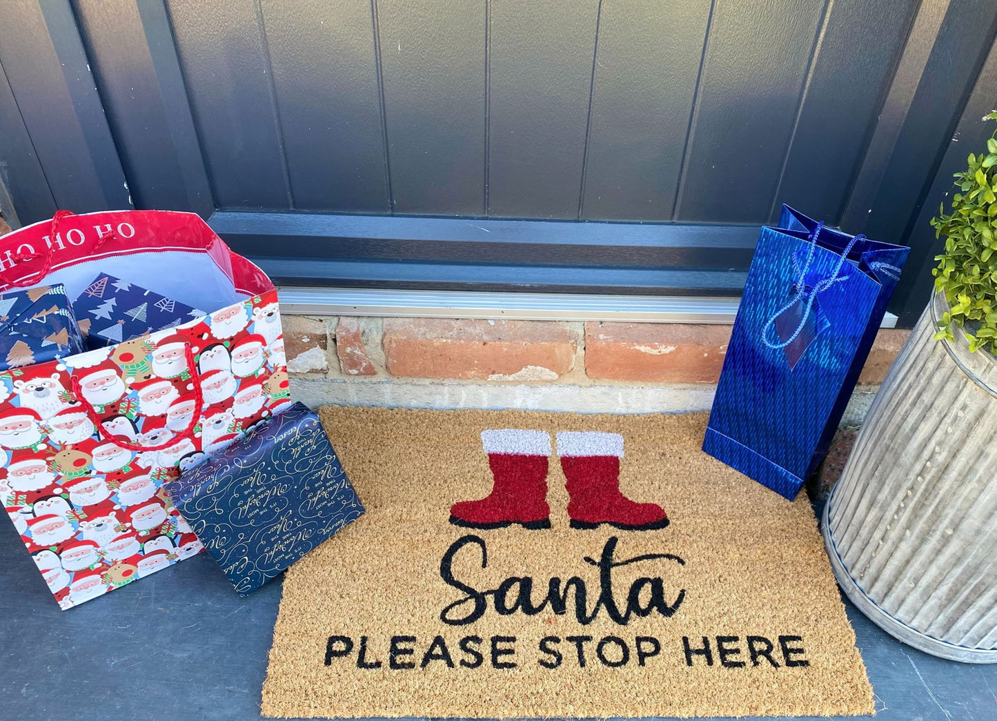 Christmas Boots Santa Please Stop Here Doormat