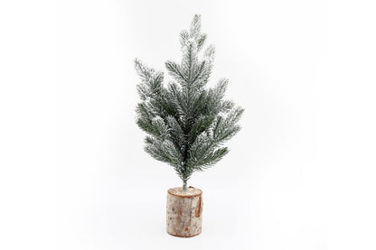 Small Frosted Christmas Tree In Log - 44cm