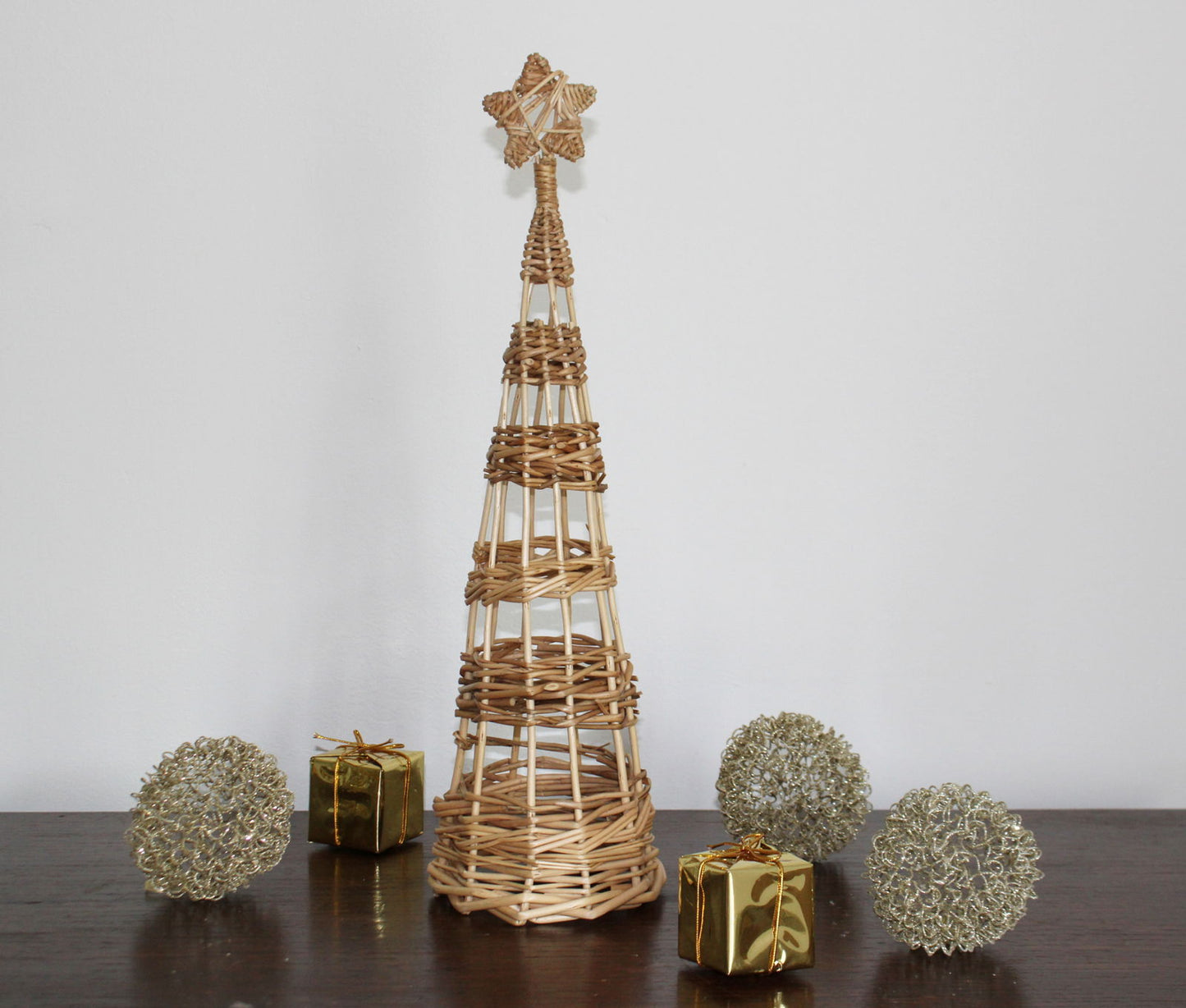 Freestanding Rustic Rattan Christmas Tree