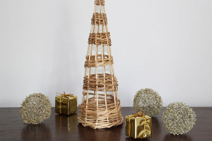 Freestanding Rustic Rattan Christmas Tree