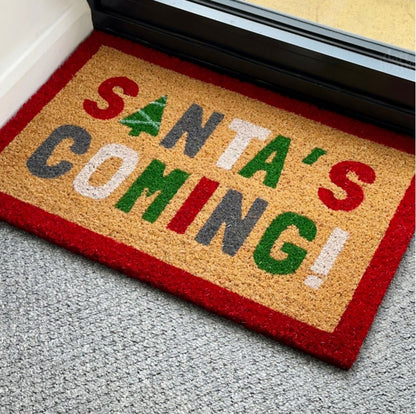 Christmas Santa's Coming Doormat