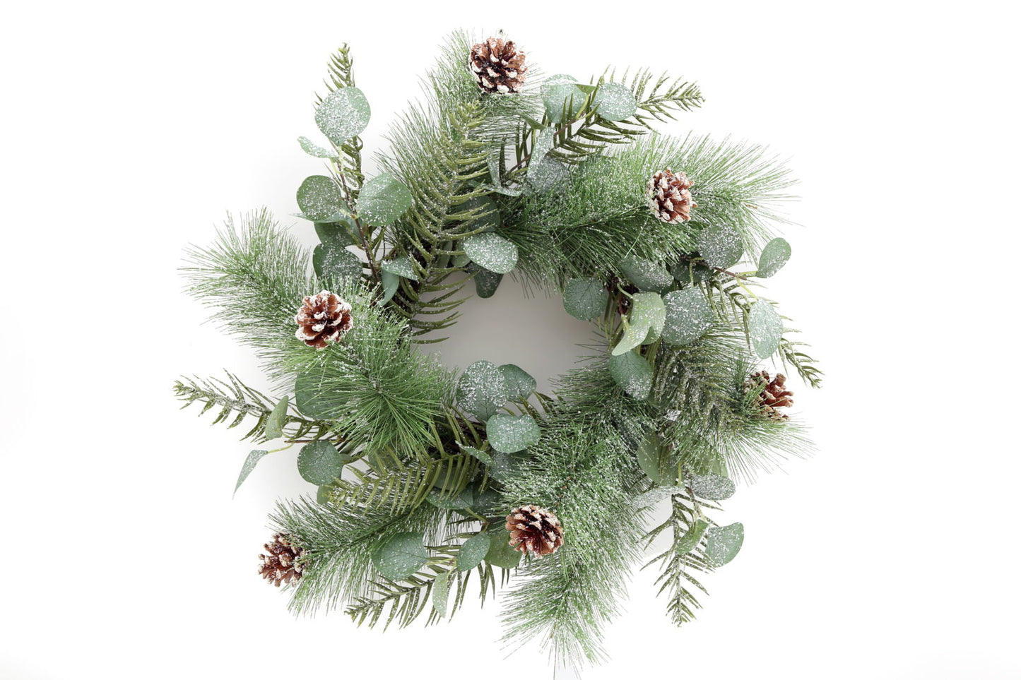 Christmas Eucalyptus and Icy Pinecone Wreath 50cm x 50cm