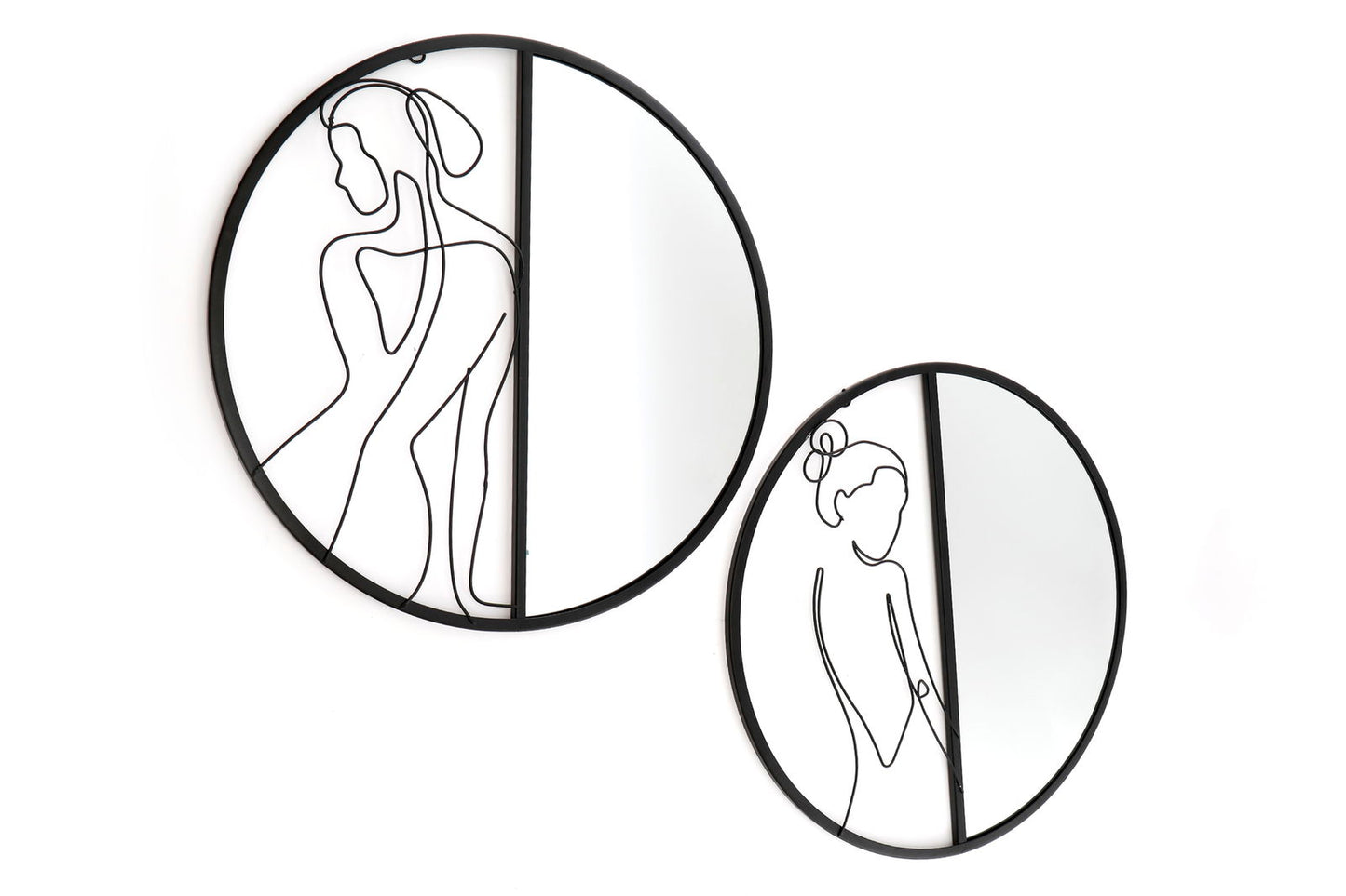 Black Metal Silhouette Wire Deco & Mirror -Set of 2