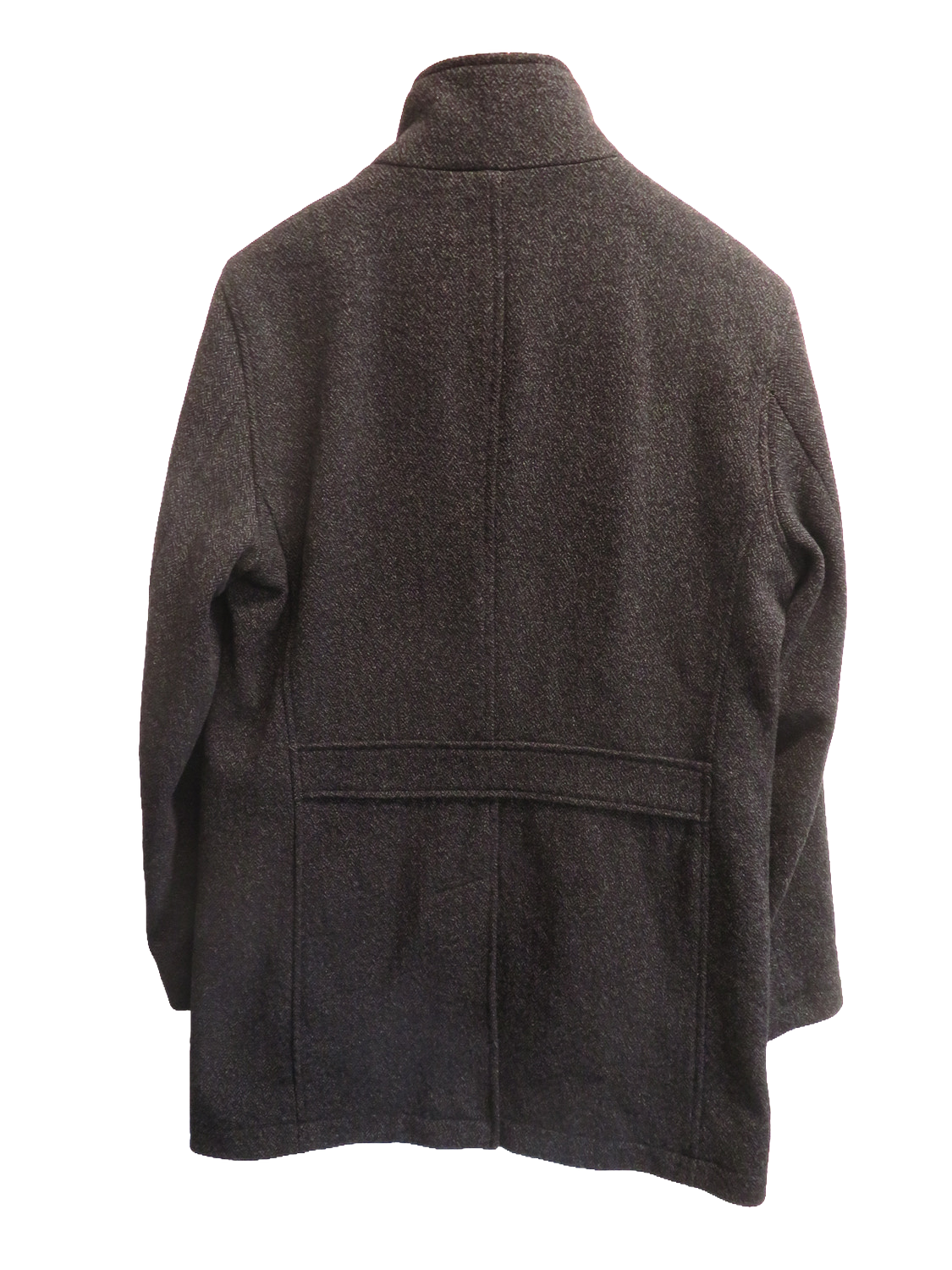 Next Mens Charcoal Grey Funnel Neck Wool Blend Coat Medium Herringbone Zip Up