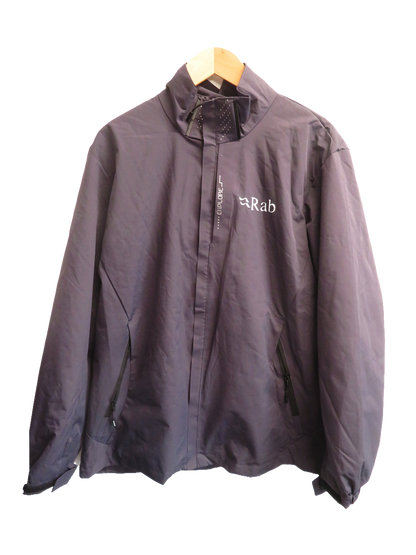 Rab Explore Mens Lightweight Jacket XL Grey Purple Full Zip Stowaway Hood Mesh