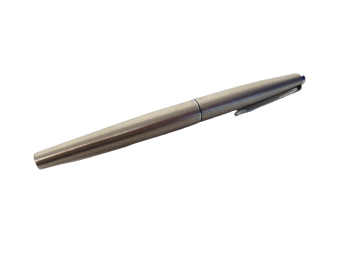 Parker 45 Fountain Pen Silver Brushed Stainless Steel Chrome Trim Boxed Vintage