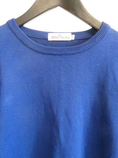 Stone Island Mens Jumper XL Blue Crew Neck Knit Long Sleeve Pullover Knitwear