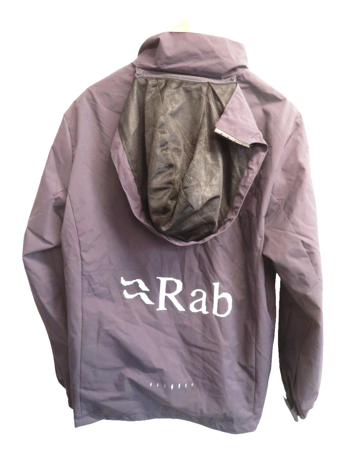 Rab Explore Mens Lightweight Jacket XL Grey Purple Full Zip Stowaway Hood Mesh