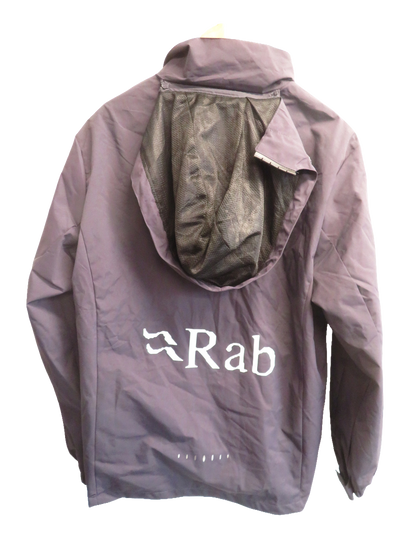 Rab Explore Mens Lightweight Jacket XL Grey Purple Full Zip Stowaway Hood Mesh
