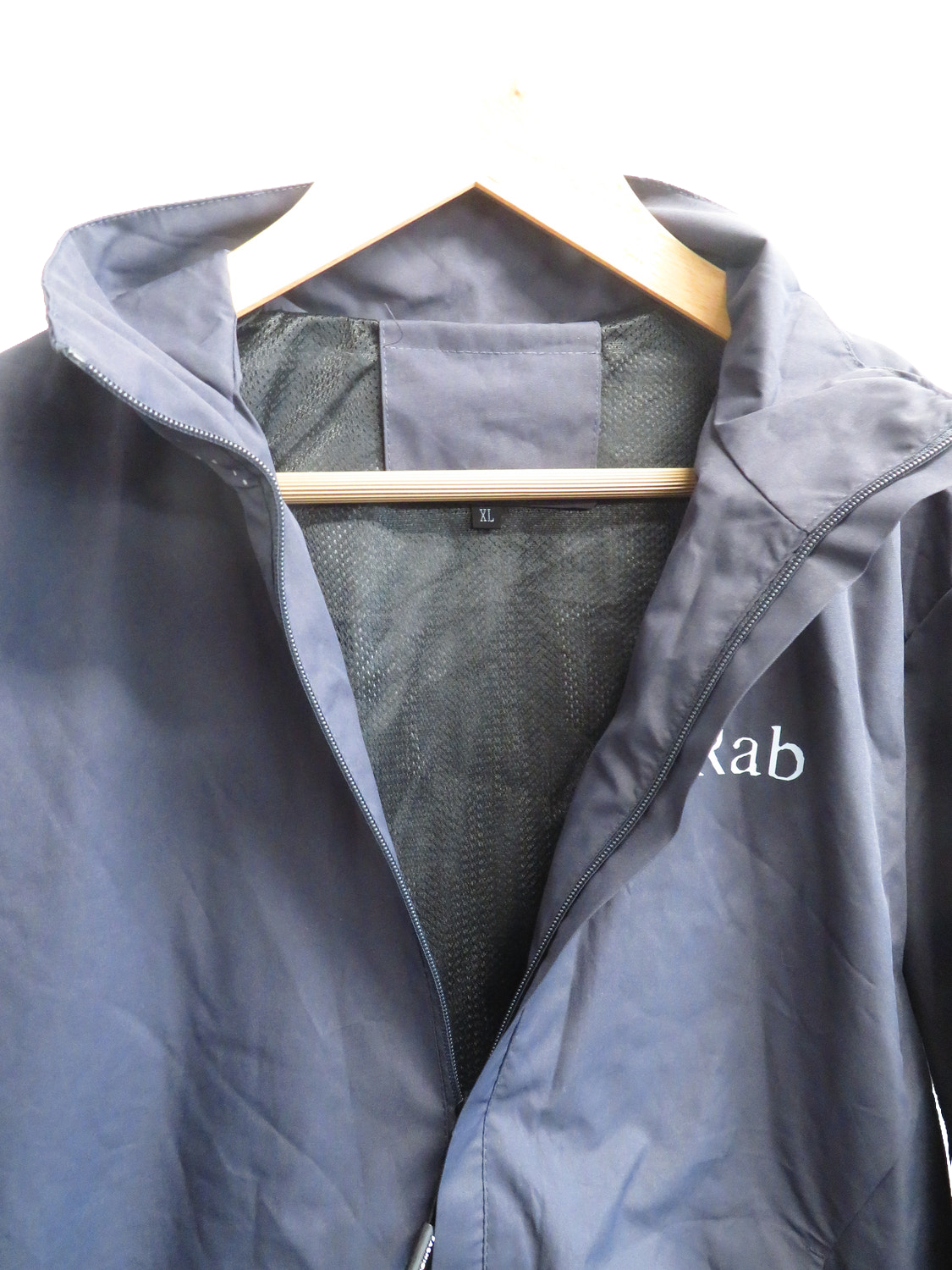 Rab Explore Mens Lightweight Jacket XL Grey Purple Full Zip Stowaway Hood Mesh
