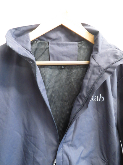 Rab Explore Mens Lightweight Jacket XL Grey Purple Full Zip Stowaway Hood Mesh