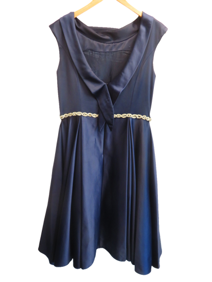 Irresistible by Veromia Navy Satin Midi Dress UK 16 Womens Occasion Wedding