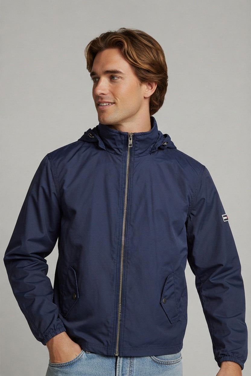 Tommy Jeans Windbreaker Jacket XS Navy Blue Hooded Full Zip Mens Lightweight