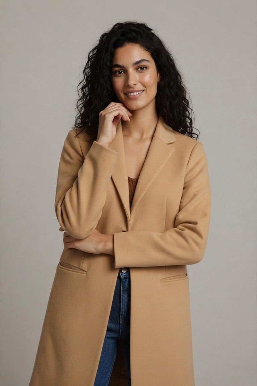 AllSaints Leni Womens Coat UK 12 Camel Beige Wool Cashmere Blend Single Breasted