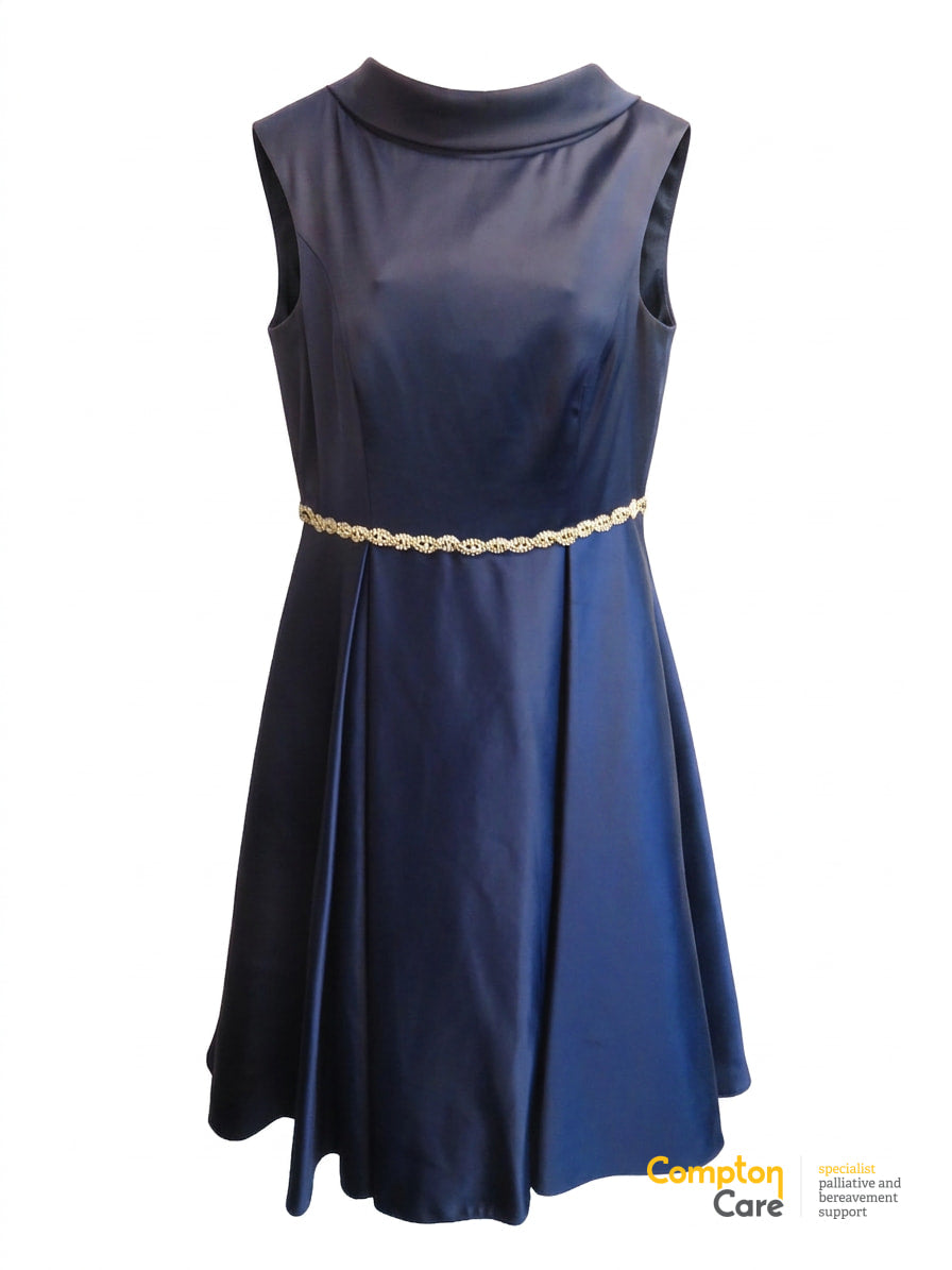 Irresistible by Veromia Navy Satin Midi Dress UK 16 Womens Occasion Wedding