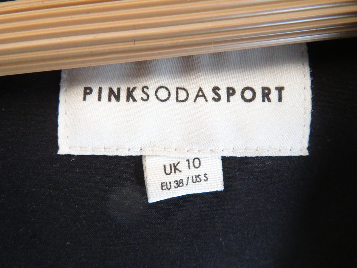Pink Soda Sport Womens Parka Coat UK 10 Black Padded Quilted Faux Fur Hood Long
