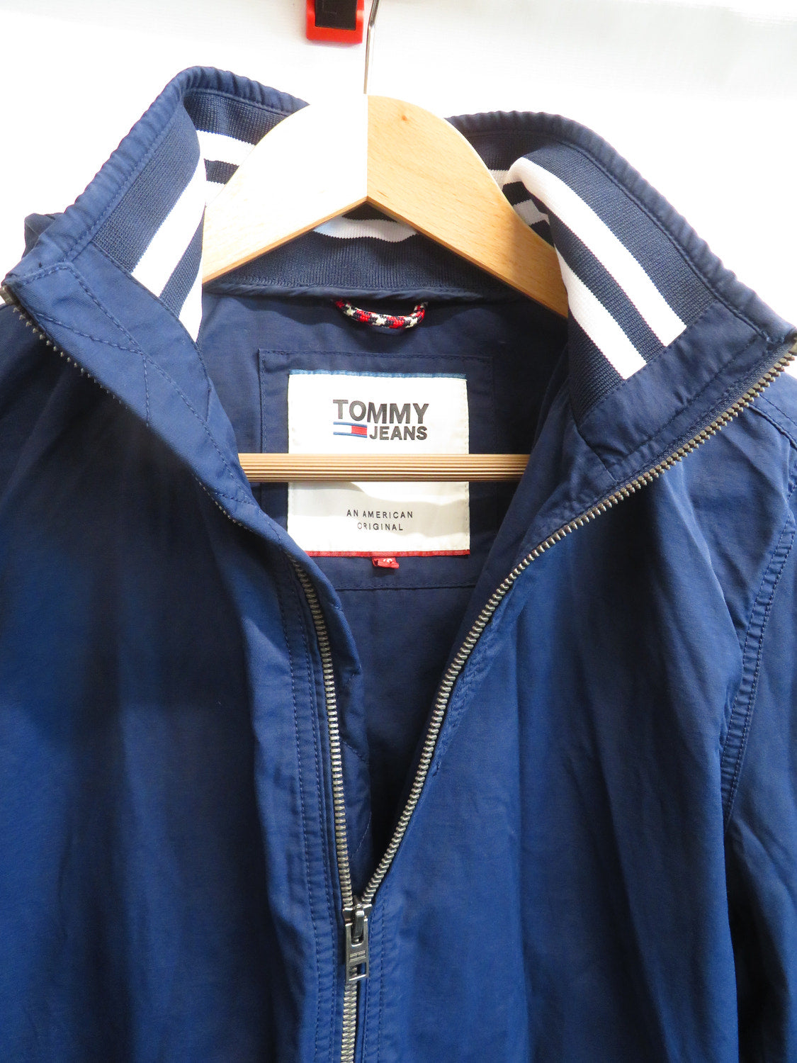 Tommy Jeans Windbreaker Jacket XS Navy Blue Hooded Full Zip Mens Lightweight