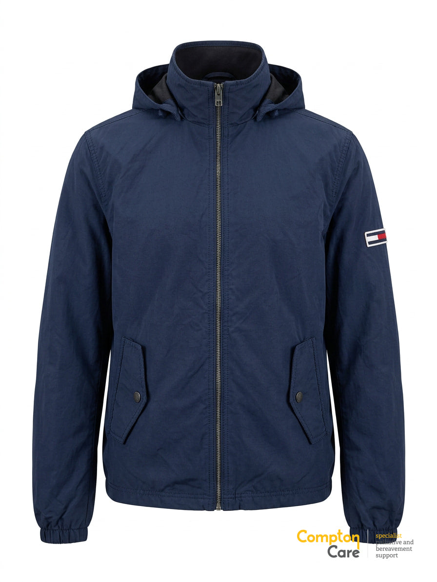 Tommy Jeans Windbreaker Jacket XS Navy Blue Hooded Full Zip Mens Lightweight