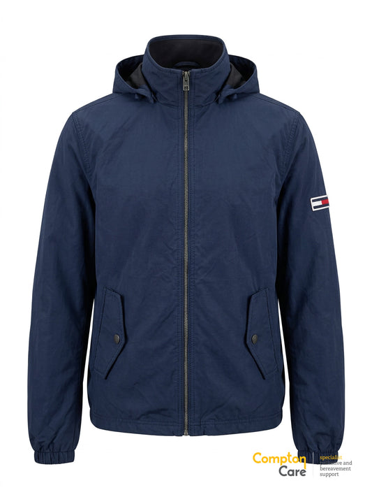 Tommy Jeans Windbreaker Jacket XS Navy Blue Hooded Full Zip Mens Lightweight