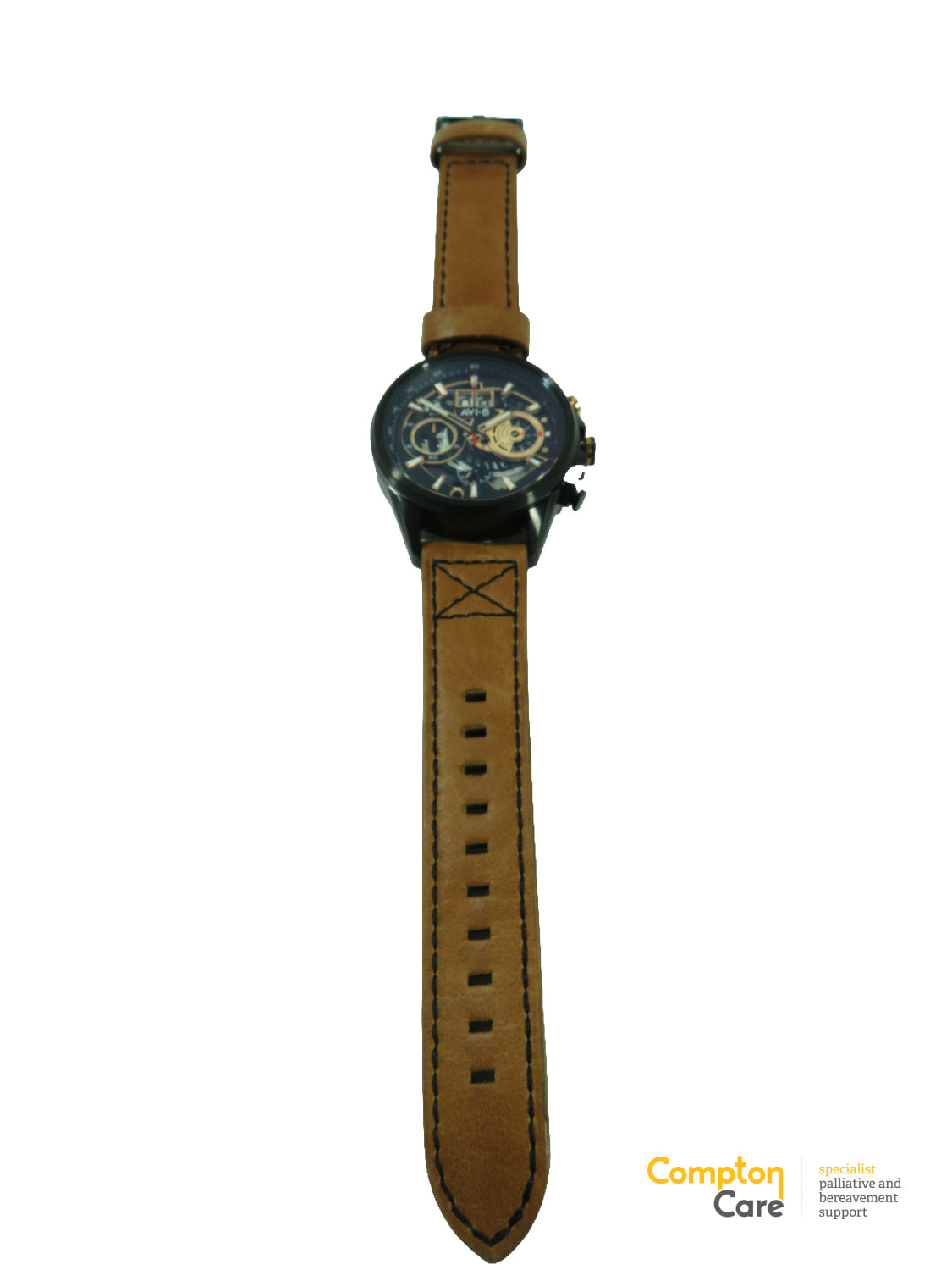 AVI-8 Hawker Harrier Matador Mens Chronograph Watch Black Brown Leather Strap