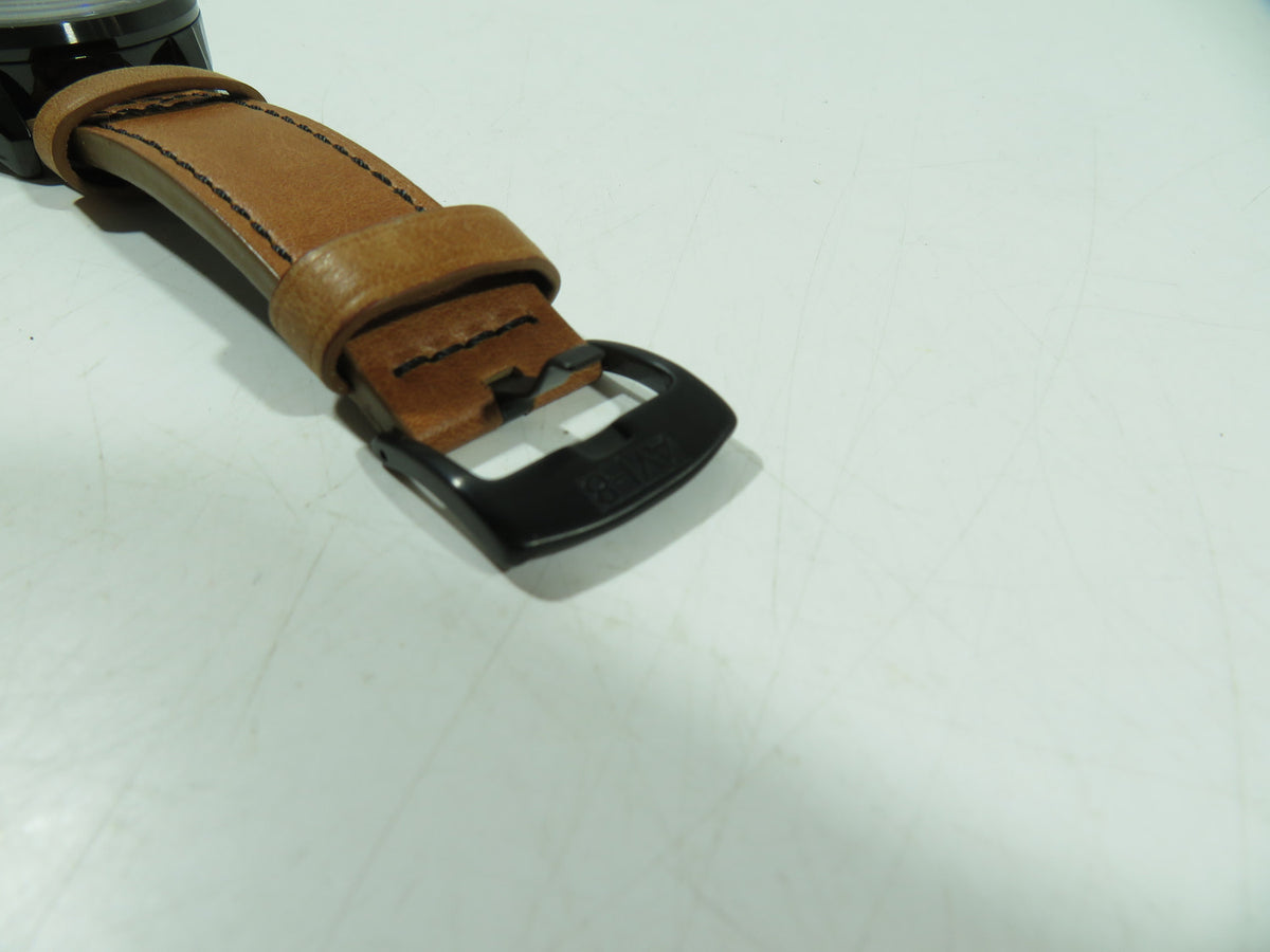 AVI-8 Hawker Harrier Matador Mens Chronograph Watch Black Brown Leather Strap