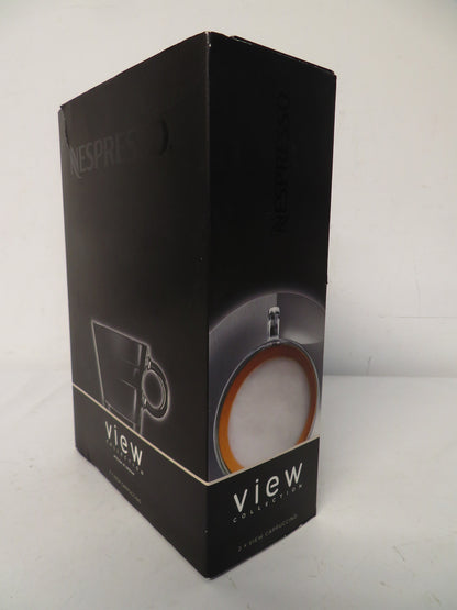 Nespresso View Collection Cappuccino Cups and Saucers Set of 2 Glass Steel Boxed
