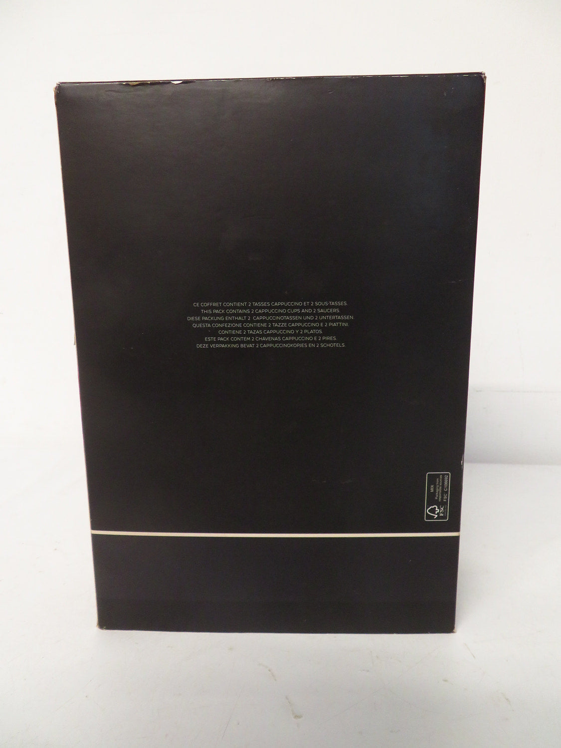 Nespresso View Collection Cappuccino Cups and Saucers Set of 2 Glass Steel Boxed