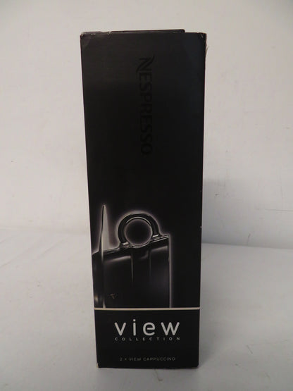 Nespresso View Collection Cappuccino Cups and Saucers Set of 2 Glass Steel Boxed