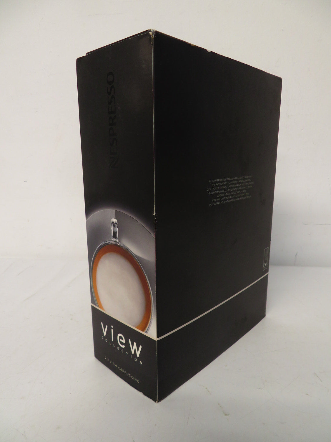 Nespresso View Collection Cappuccino Cups and Saucers Set of 2 Glass Steel Boxed