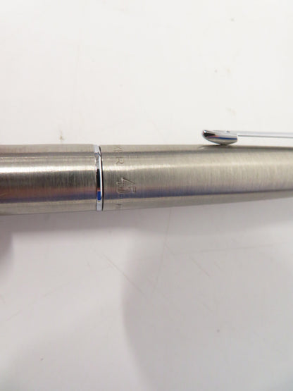 Parker 45 Fountain Pen Silver Brushed Stainless Steel Chrome Trim Boxed Vintage