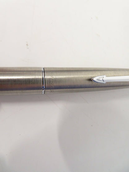 Parker 45 Fountain Pen Silver Brushed Stainless Steel Chrome Trim Boxed Vintage