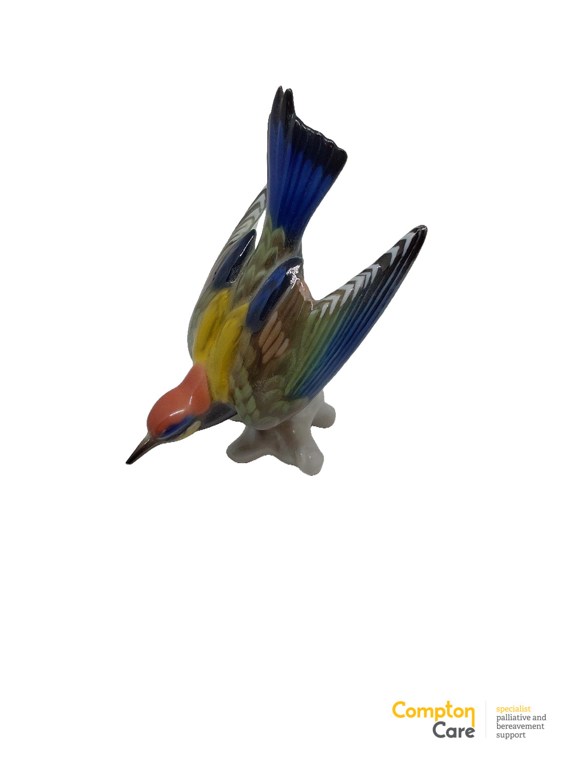 Rosenthal Porcelain Bird Figurine Diving Blue Tit Multi Colour Germany Vintage