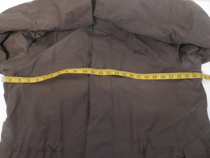 Jack Wolfskin Texapore Mens Parka Jacket L Brown Waterproof Hooded Fleece Lined